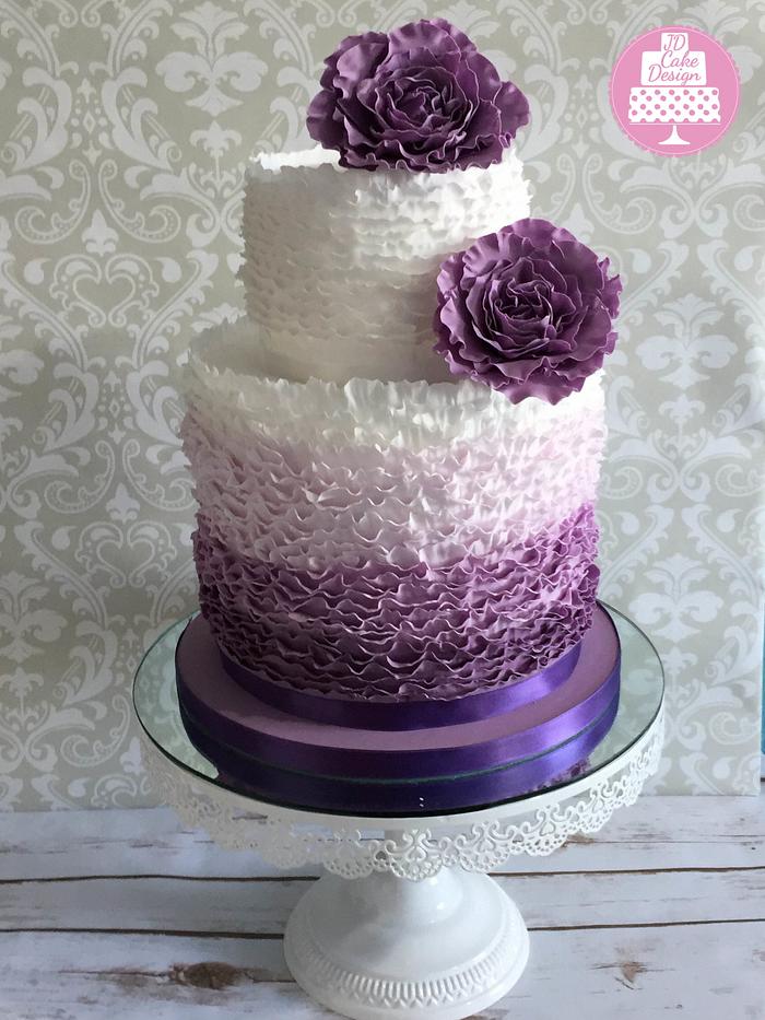 Lilac ruffle wedding cake