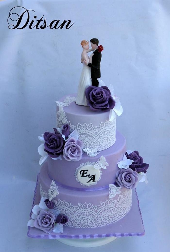 Wedding cake in purple