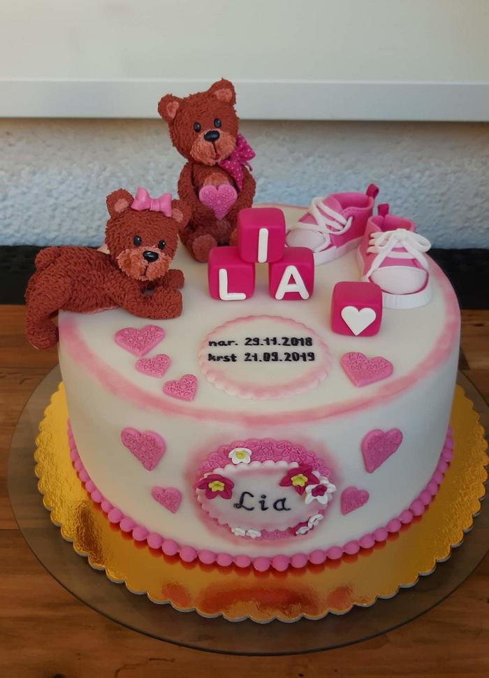 Teddy bears christening cake 