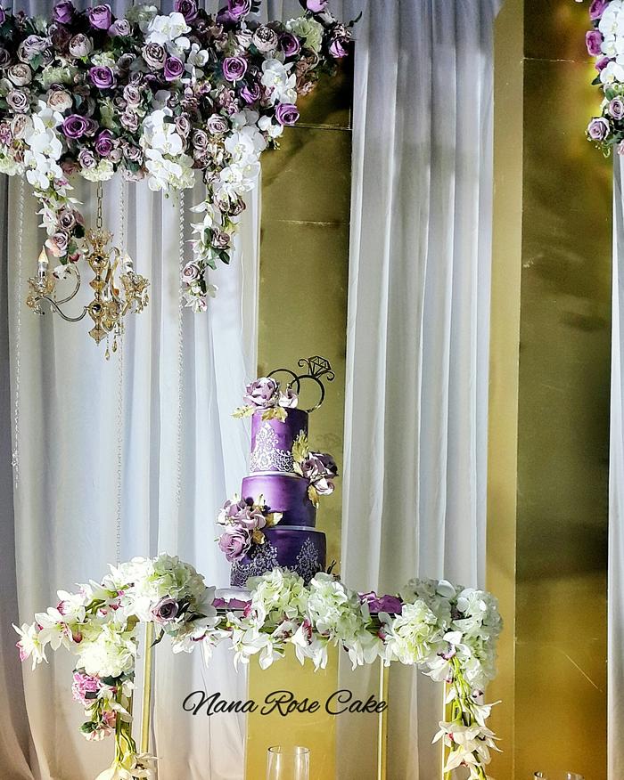 Dark Purple Mitalic wedding cake 