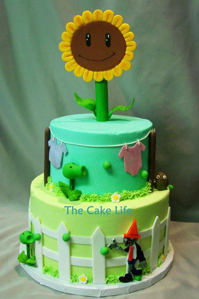 Plants vs zombies cake for a baby shower