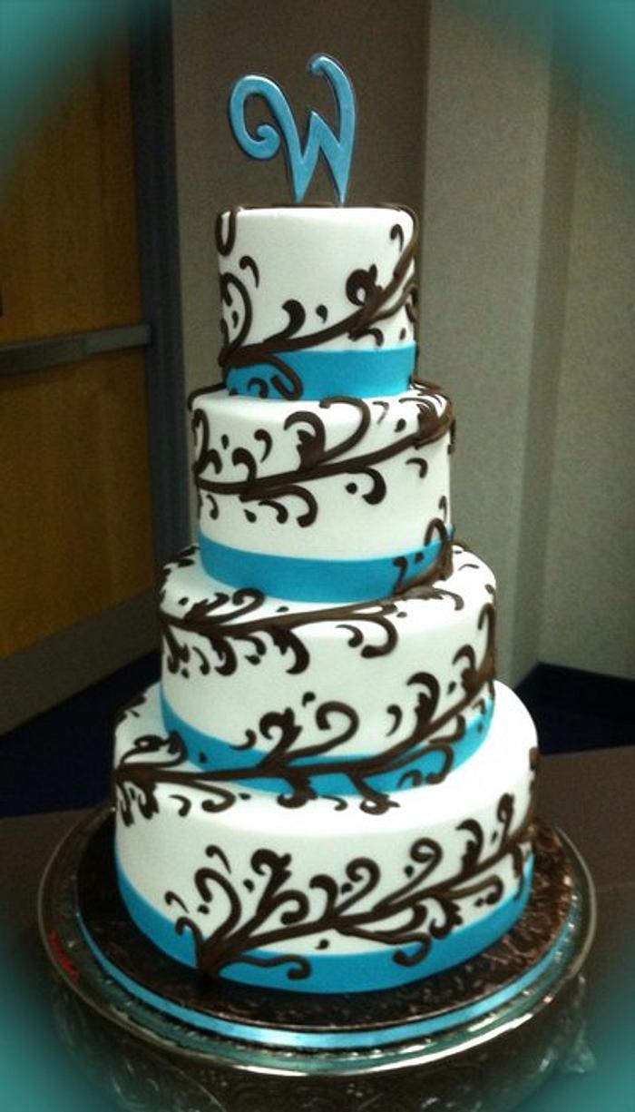 Brown scroll wedding cake