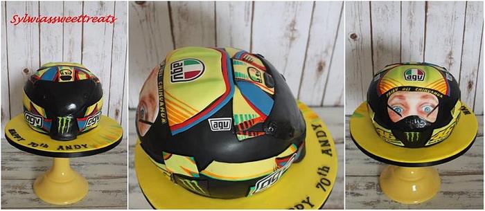 Valentino Rossi double face helmet cake.