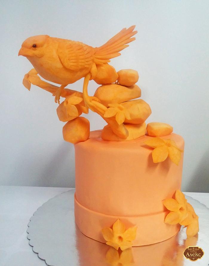 Cake with carving pumpkin decoration