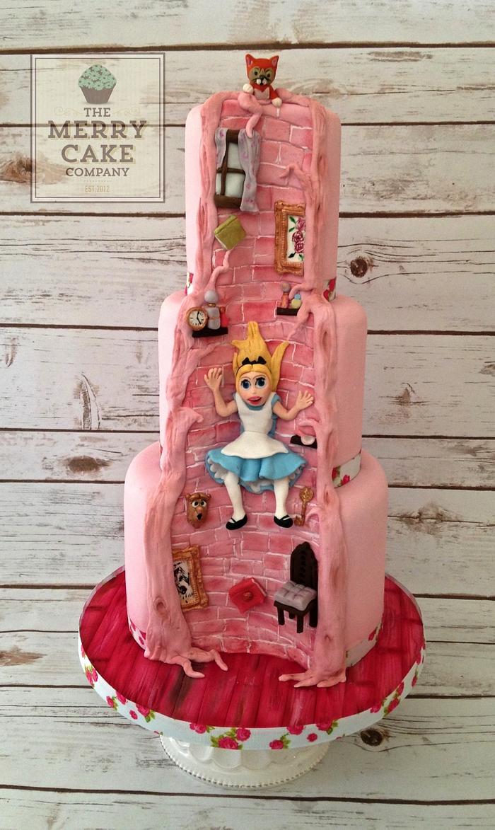 Alice falling to wonderland for Yasmine-Pretty pink for Yasmine cake collaboration 