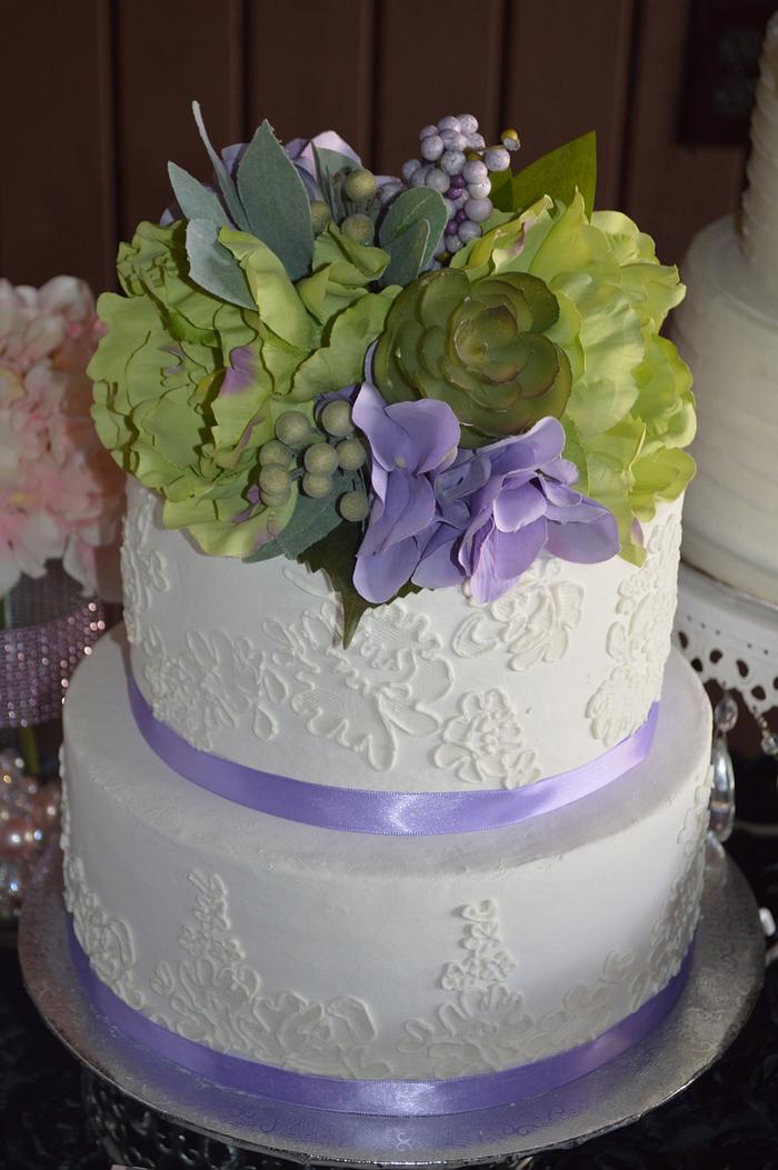 Lime and Lavender Floral cake