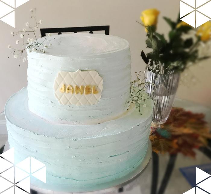 Rustic Tres Leches two tier Baptism cake 