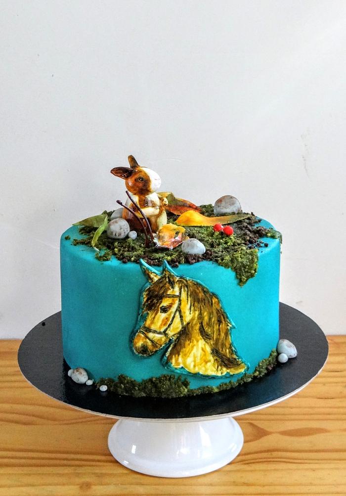 bunny and horse cake
