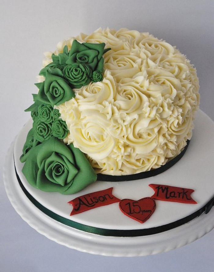 Green Rose Anniversary Cake