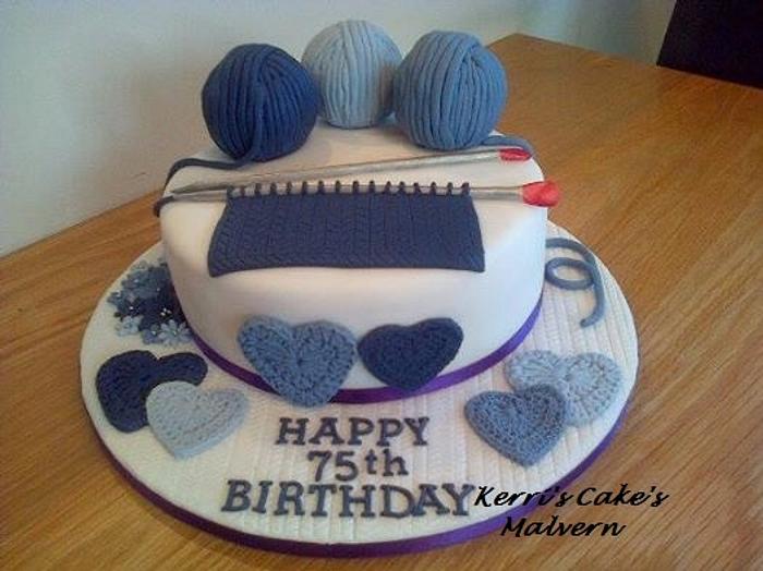 Knitting themed cake.