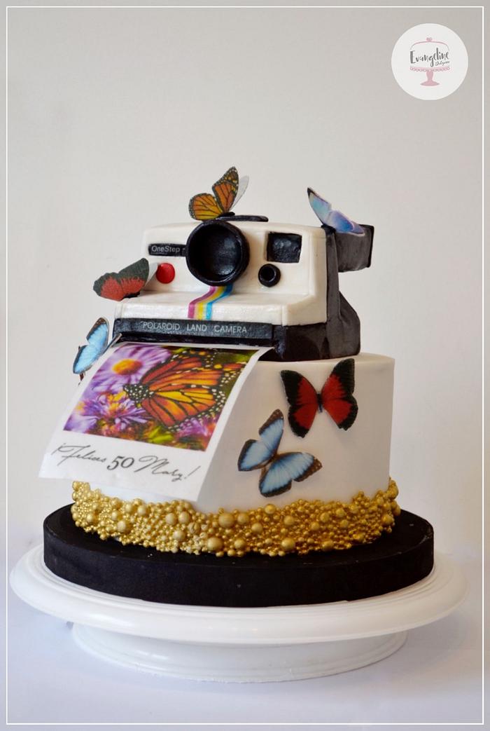 Polaroid and butterflies cake!