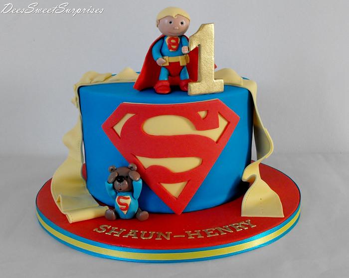 Baby Superman birthday cake