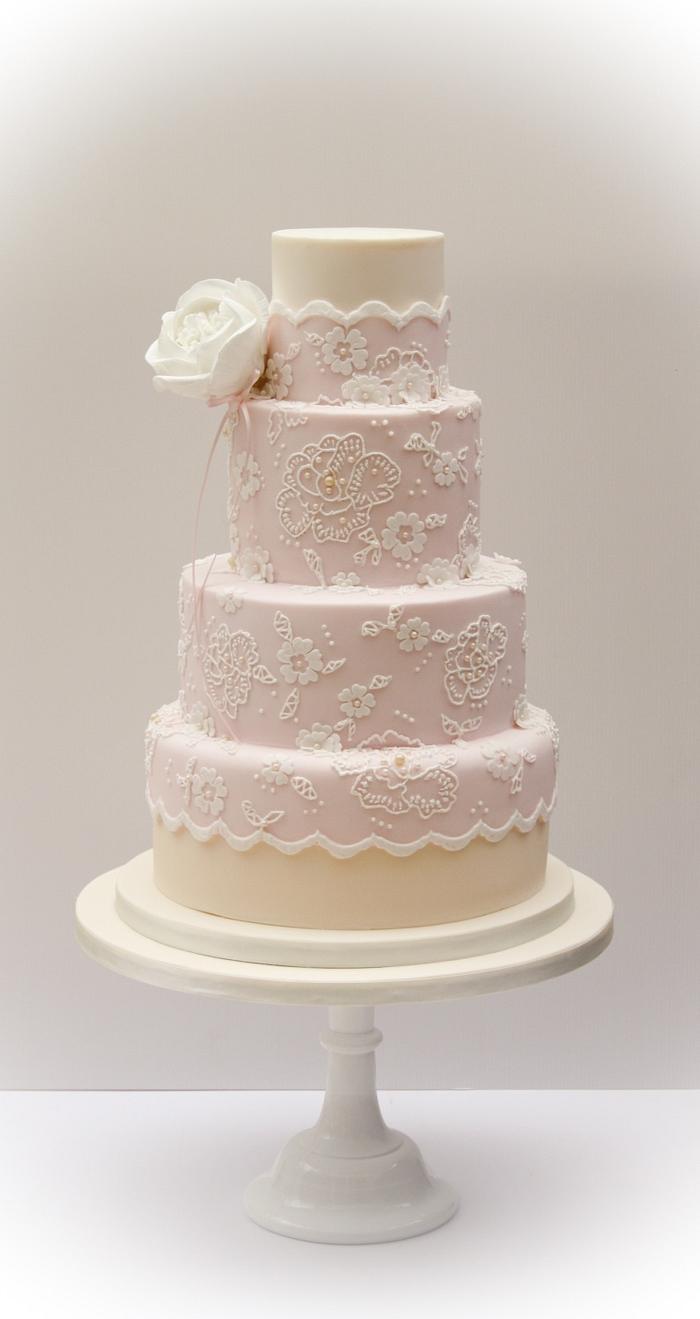 Dusky pink wedding cake 