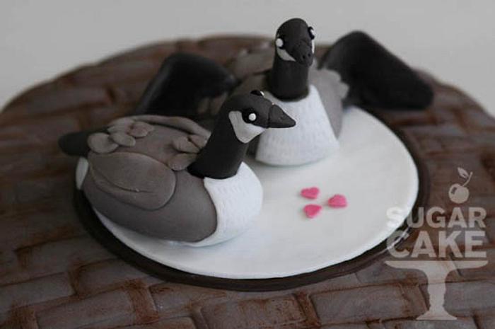 Canadian Geese wedding cake