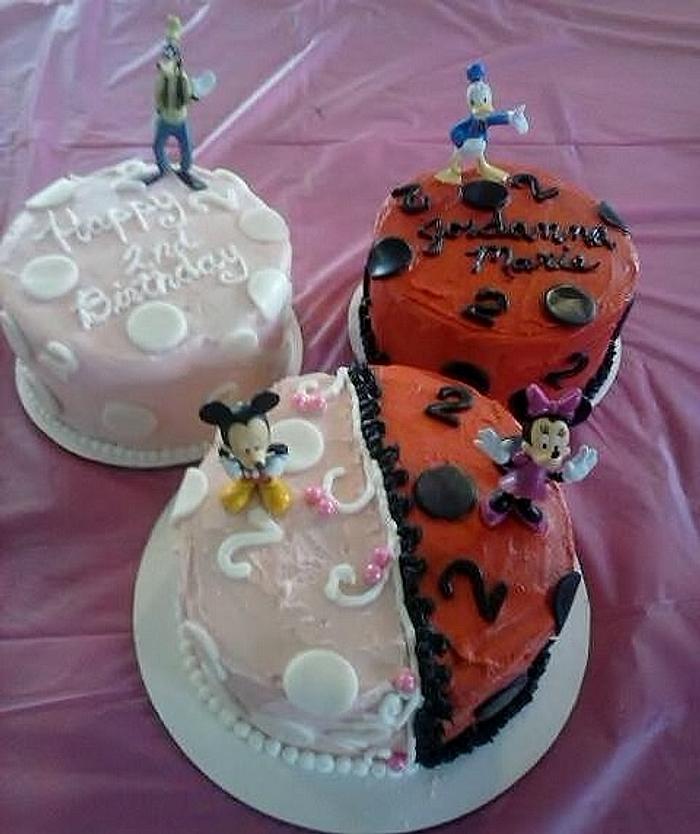 Pink & Red Mickey and Minnie Cake