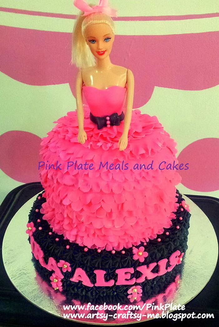 Ruffled Barbie cake