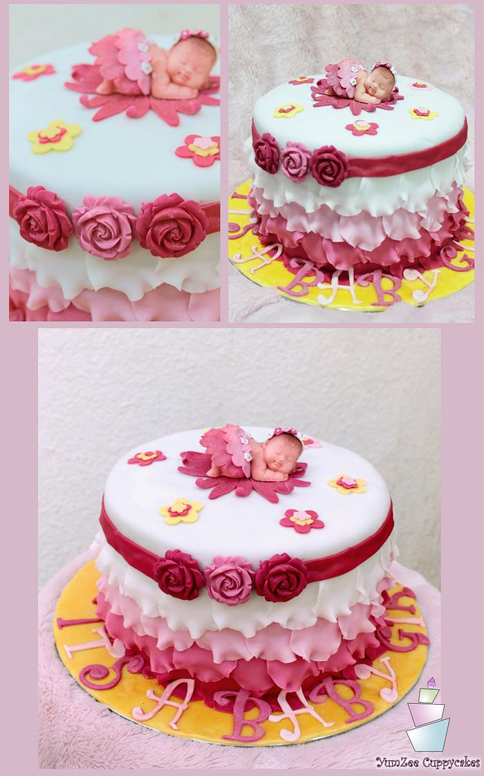 Pretty pink Baby Shower cake..