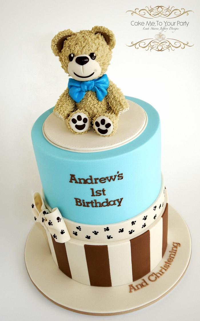 Teddy Bear 1st Birthday/Christening Cake