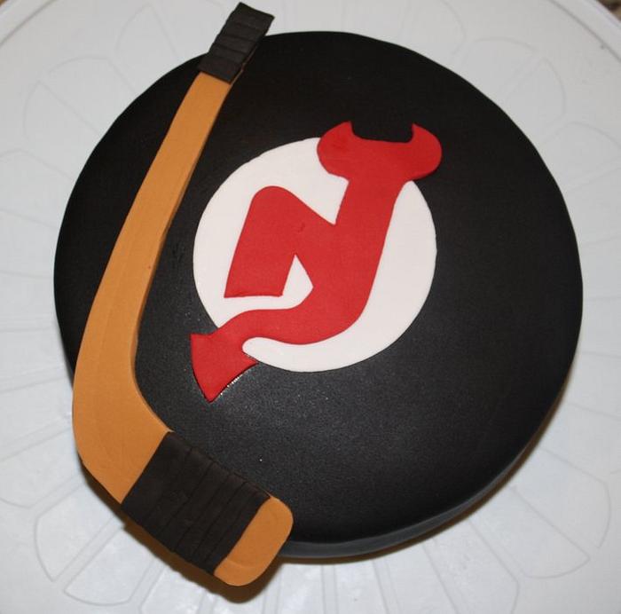 NJ Devils hockey cake