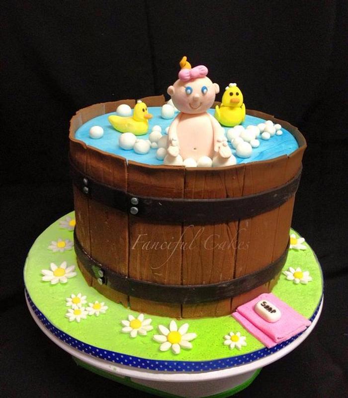barrel baby bath cake