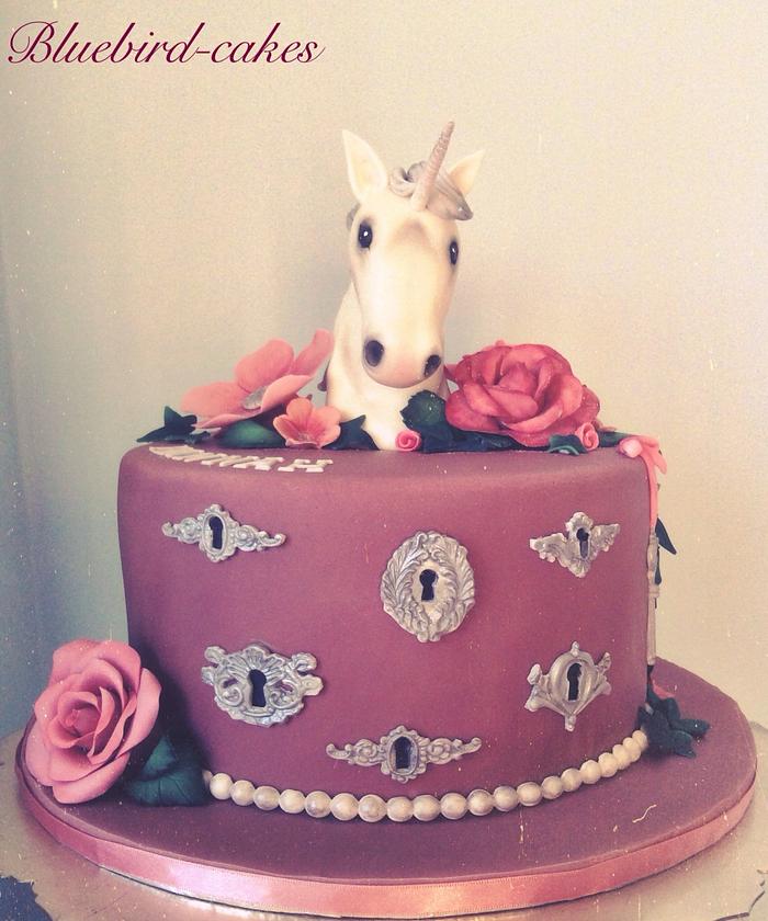 Unicorn  themed 21st birthday cake