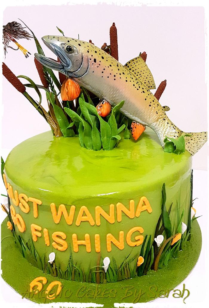 Rainbow Trout Fishing Cake - Decorated Cake by Angelic - CakesDecor