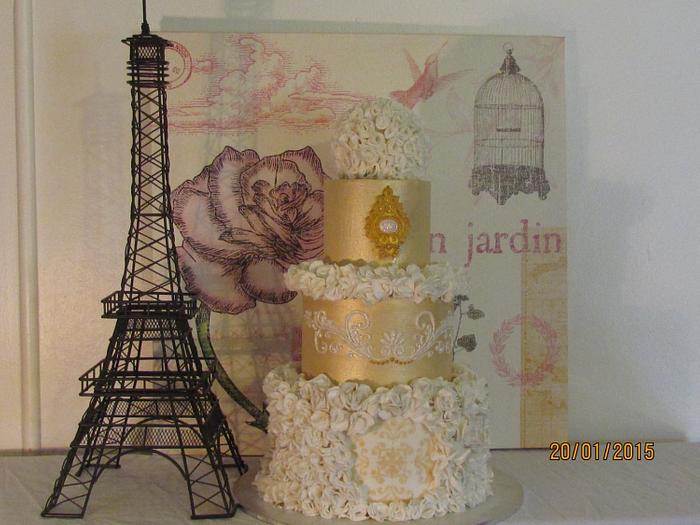 French themed gold ruffle 