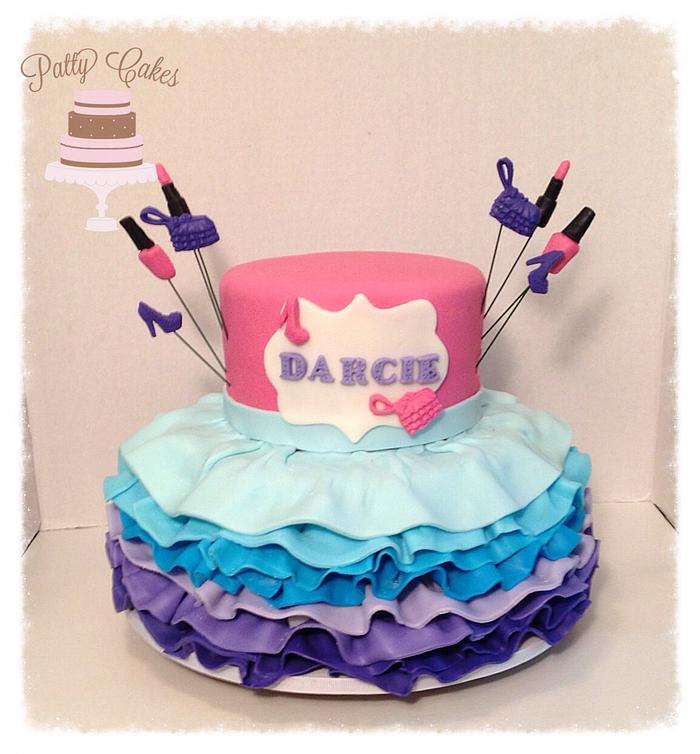 Ombre Ruffle party dress cake