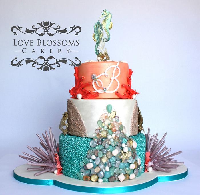 Modern Beach Wedding Cake