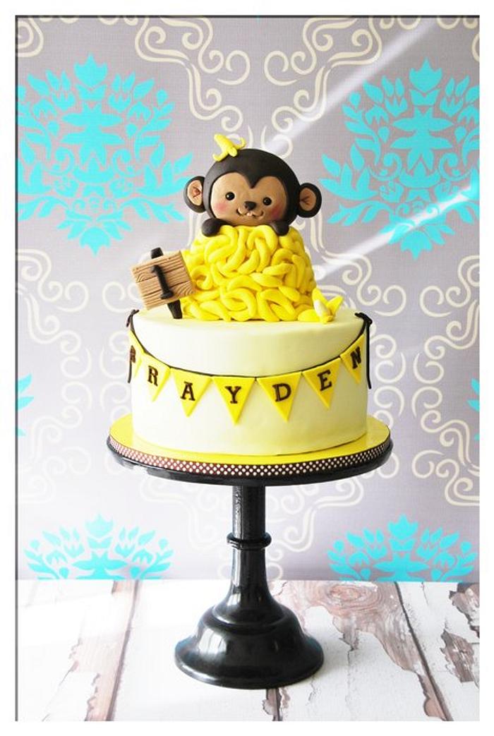 Monkey 1st birthday cake