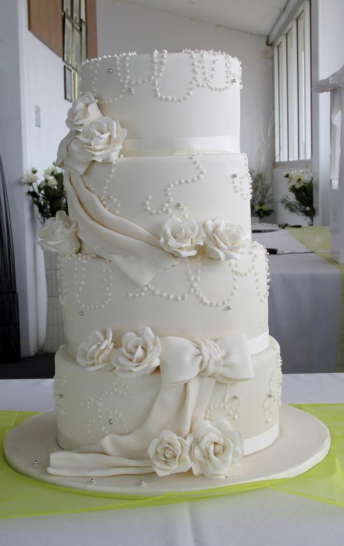 Ivory 4 Tier Wedding Cake