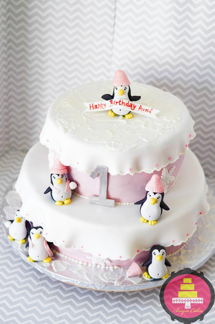 Penguins in Winter Wonderland Cake