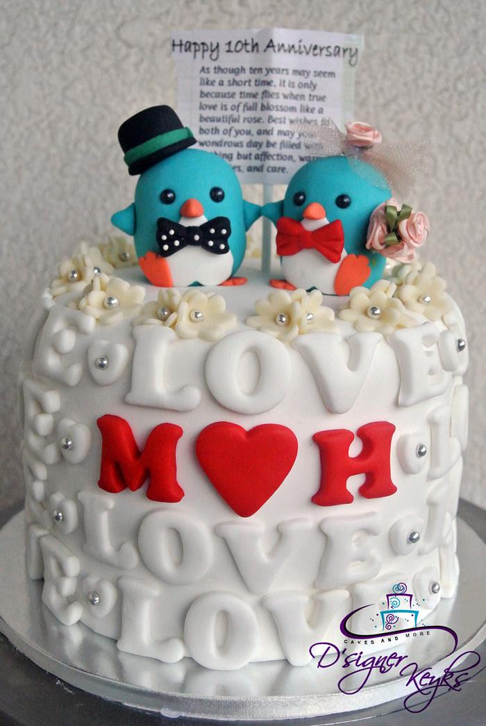 Cute Penguin Anniversary Cake