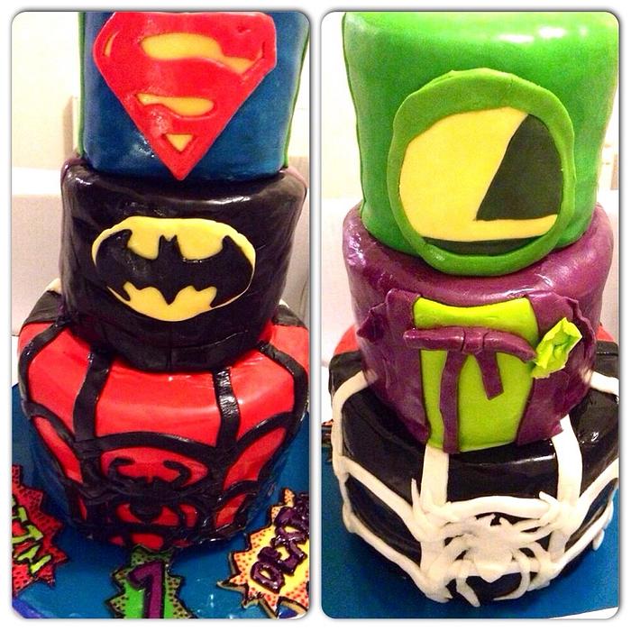 Superhero vs villain cake