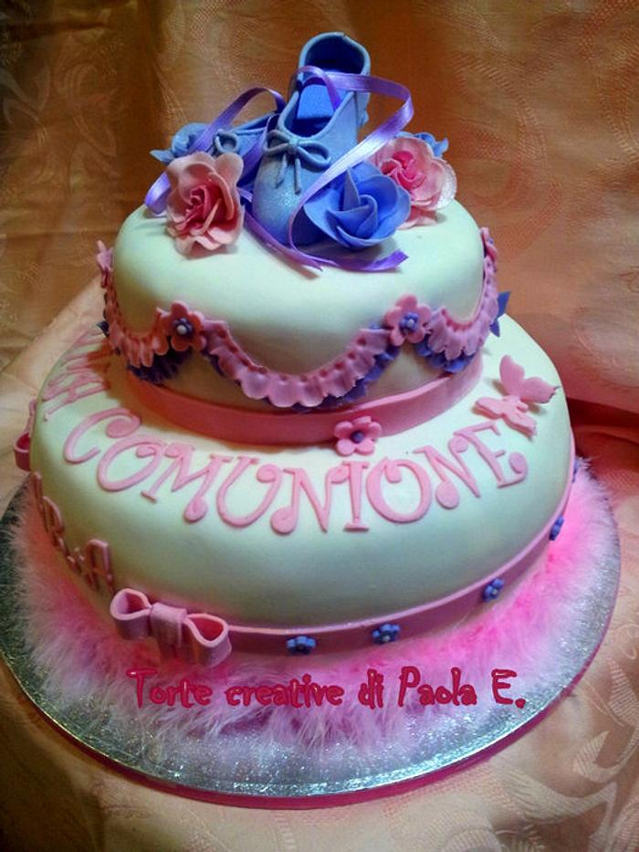 Torta Scarpette da ballerina x comunione(First communion ballet shoes cake)
