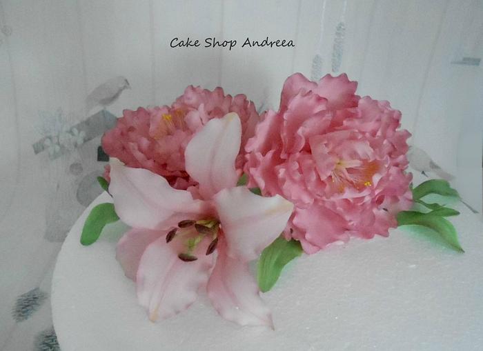 peonies and casablanca lilies
