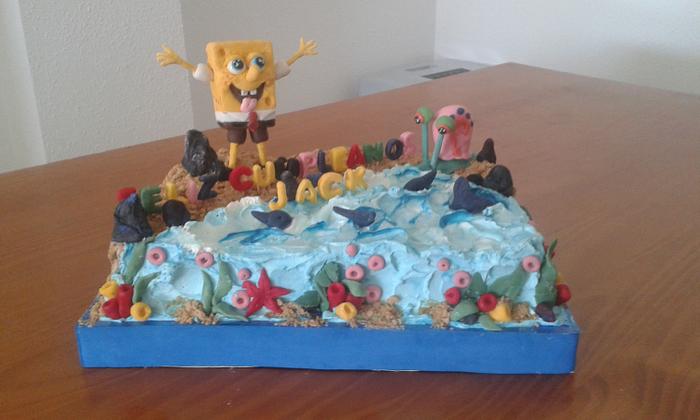 SPONGEBOB CAKE AND HIS FRIEND THE SNAIL