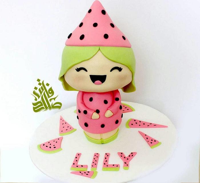 watermelon momiji doll cake
