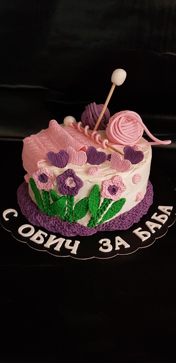 cake with knitting