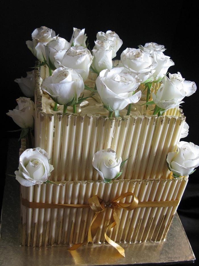 White chocolate wedding cake