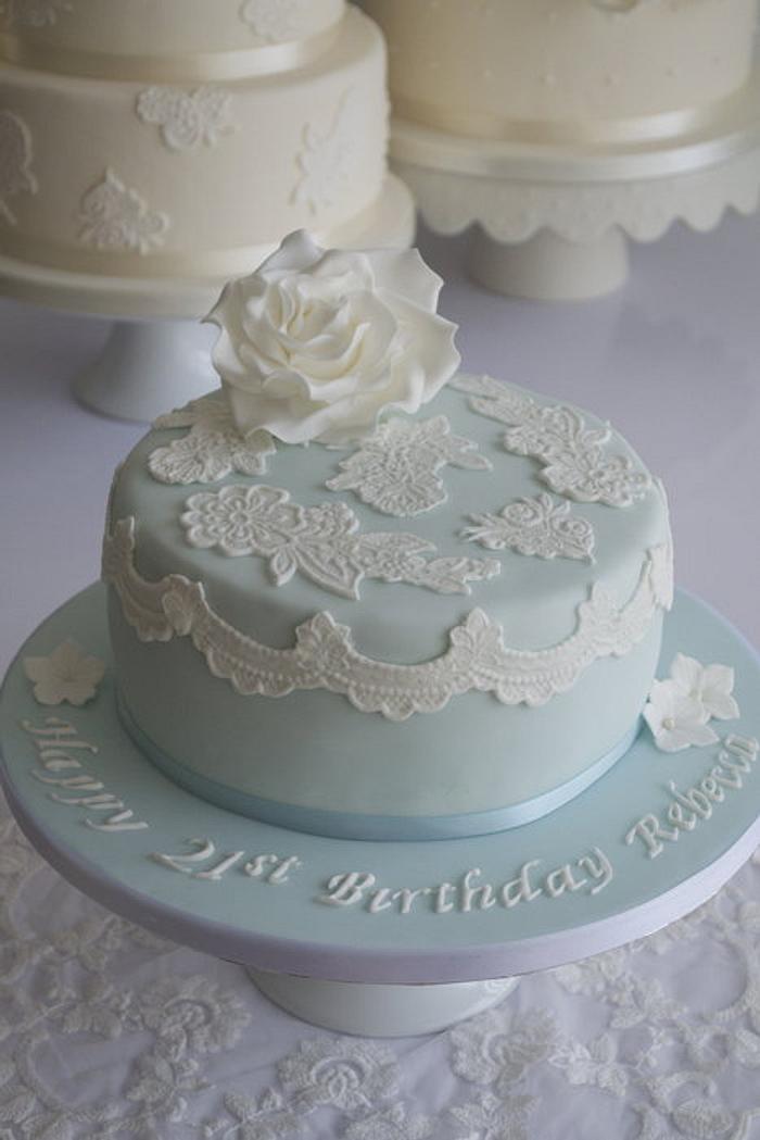 Blue lace 21st Birthday Cake