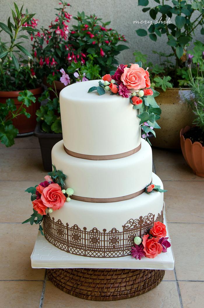 Garden party wedding cake