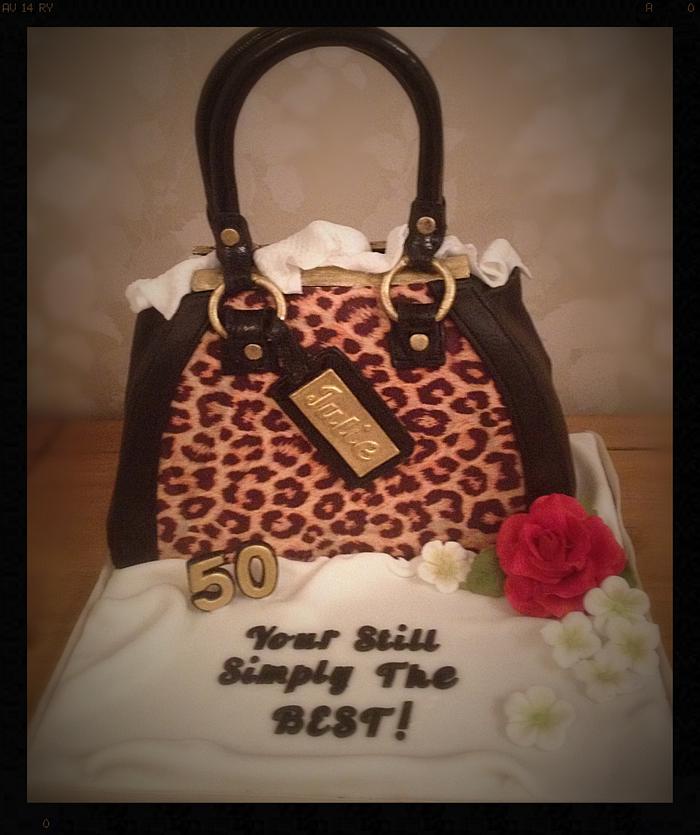 Leopard print handbag cake