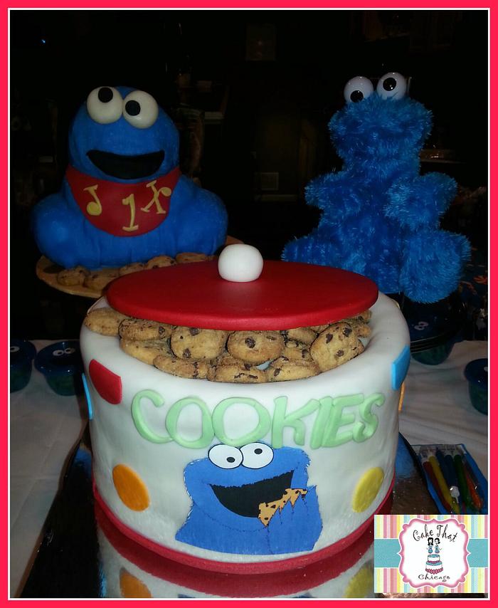 Cookie Monster Cookie Jar Cake