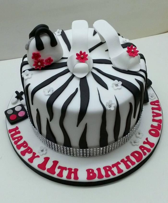 Zebra Effect Birthday Cake