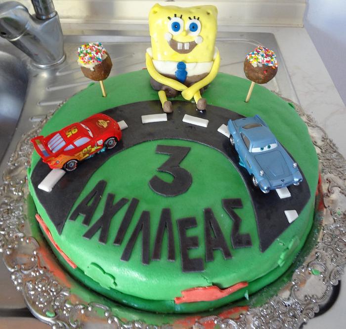 Mcqueen spongebob cake