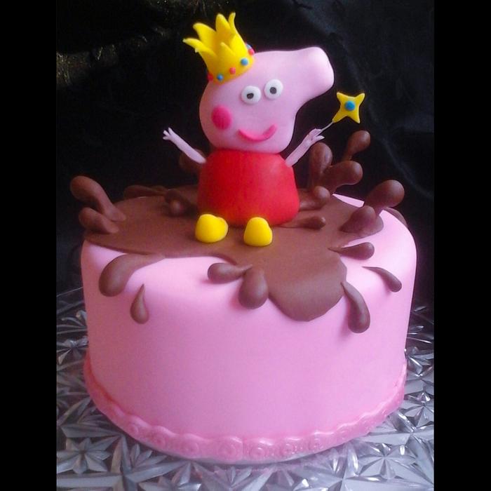Peppa pig in muddy puddles cake topper