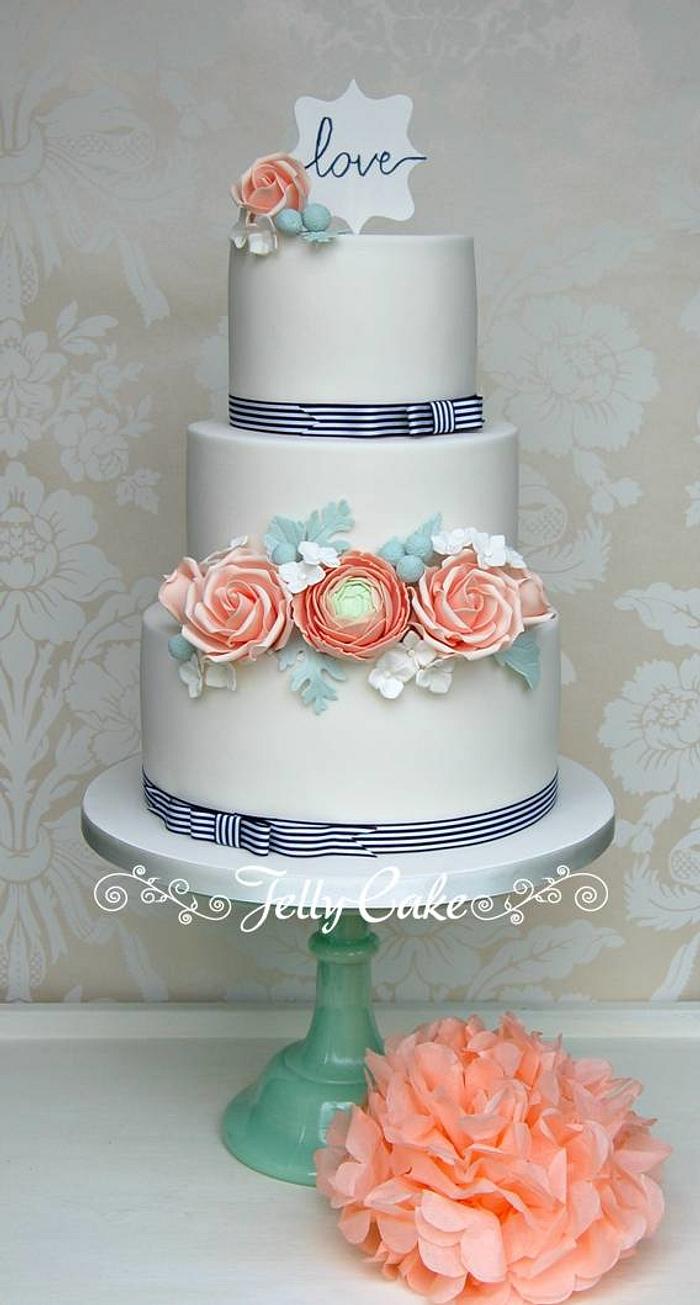 Peach Love Wedding Cake