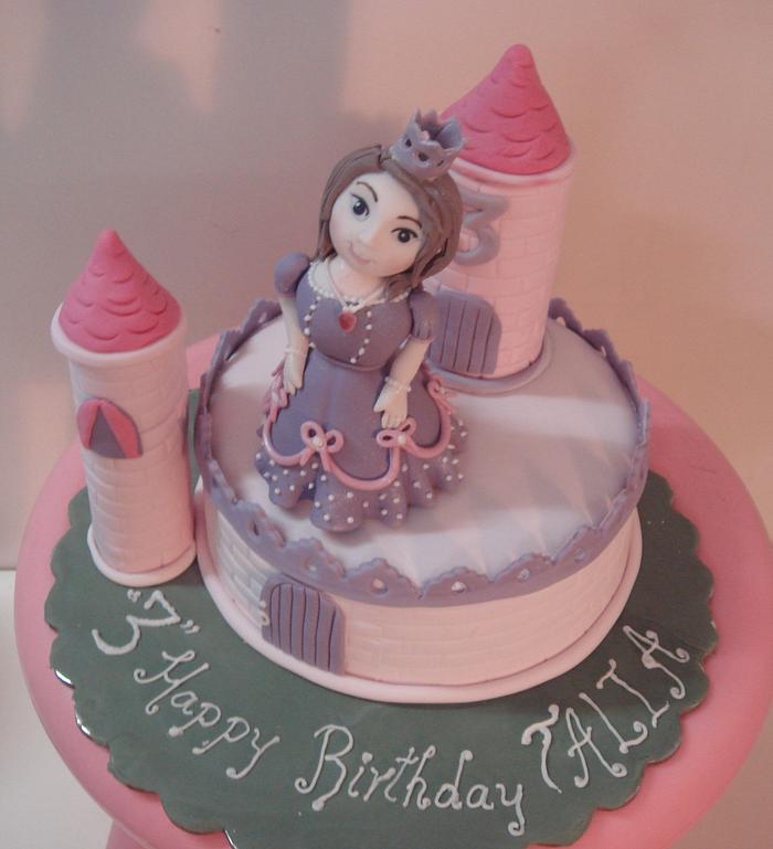 Small Castle cake with Princess Talia who turned 3 today ...