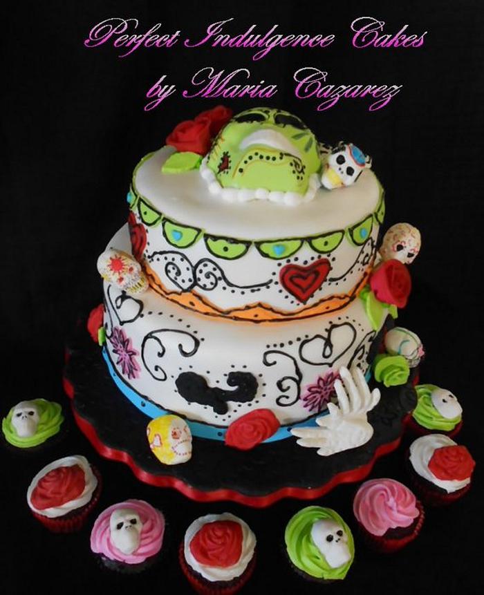 Dia De Los Muertos Theme Birthday Cake